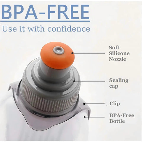 8.8oz Running Water Bottle With Removable Clip For Vests And Belts Clip On Hydration Bottle For Runners On The Go BPA-Free nozzle detail