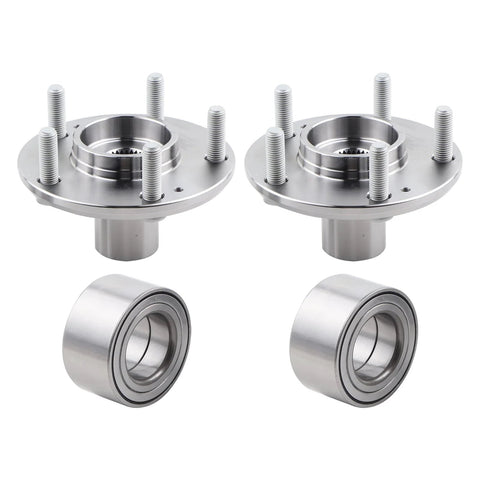 Two Piece Wheel Hub Bearing Assembly Set Compatible With 2011 Through 2015 Hyundai Elantra, 2013 Through 2017 Elantra GT, And 2012 Through 2017 Veloster Replace 510093 Premium Quality Replacement Part shown with components