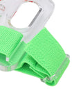 Close-up of Bright Luminous Shockproof Compass With Fast Needle Setting and green carrying loop, trail-ready hiking gear.