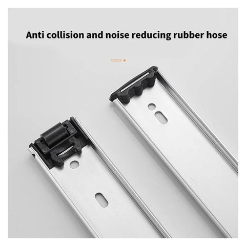Heavy Duty Side Mounted Ball Bearing Drawer Slides Silent Easy Glide Telescopic Folding Cabinet Insert With Full Extension Roomy Access Cold Rolled Steel Built Tough For Daily Grind At Twenty Inches, featuring anti-collision rubber hose detail.