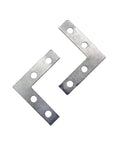 Snag This Heavy Duty 50 Pack Of L Shaped Corner Braces With Four Reliable Screw Holes For Quick Furniture Fixes And Rugged Woodshop Builds Measuring 1.5 Inches Wide In Tough Silver Steel Ready To Handle Any Weekend Project Stress Free - close-up of two silver L-shaped corner braces.
