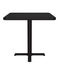 Square 30 Inch Black Granite Top Cafe And Break Room Table With Textured Black Cast Iron Base And 3 Inch Steel Column, front view
