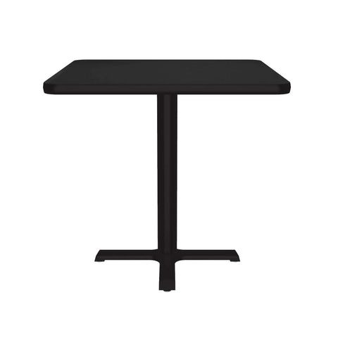 Square 30 Inch Black Granite Top Cafe And Break Room Table With Textured Black Cast Iron Base And 3 Inch Steel Column, front view