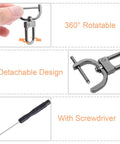 6 Pack Super Slick 1 Inch Detachable Snap Hooks With Swivel Clasp And Screwdriver Heavy Duty Build showcasing 360° rotatable design and screwdriver.