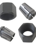 Close-up of upgraded dual size collet kit for routers with 1/2 inch and 1/4 inch collets includes parts 326286-03 and 326286-04.