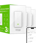 No Brainer Smart Dimmer Switch For Single Pole 2.4GHz WiFi Works With Alexa And Google Home 3 pack with phone interface