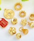 Top Tier Gold Rosette Pendant Beads For Dope Diy Jewelry Making Solid Metal Spacers 11Mm Bulk Craft Kit showcasing various gold beads.