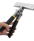 Hand Seamer Tool With Straight Jaw Bender for metal bending and flattening sheets in ergonomic design, shown in use close-up view.