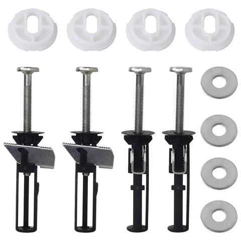 4 Pack Universal Toilet Seat Bolts And Screws Kit With No Hassle Easy Install For Most Standard Toilets Toilet Seat Cover Fixing Accessories Durable Replacement Hardware shown with washers and plastic caps