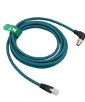 M12 X Code Ethernet Cable 8 Pin To RJ45 CAT7e Right Angle 90 Degree 1m Built For Cognex Keyence Basler Vision Camera Sensor PLC