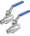 Two Pack Full Port Ball Valve Three Quarter Inch NPT Male To Female 304 Stainless Steel Heavy Duty Shut Off Valve With Locking Device 1000 WOG