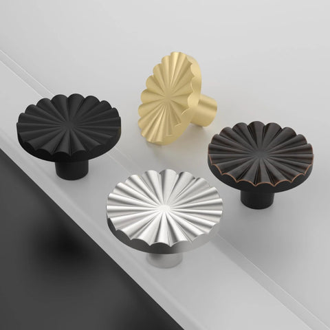 Oil Rubbed Bronze Cabinet Knob Set 10 Pack For Kitchen Cabinets Drawers And Dresser 1.45 Inch Diameter, four knobs displayed on a surface.