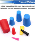 Forty Piece Eight Sizes Silicone Rubber Tapered Plugs Set High Temperature Up To Six Hundred Fahrenheit for Coating Round Holes