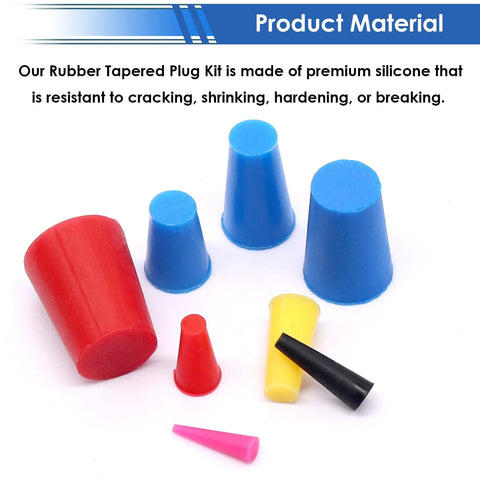 Forty Piece Eight Sizes Silicone Rubber Tapered Plugs Set High Temperature Up To Six Hundred Fahrenheit for Coating Round Holes