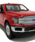 Ford F150 Lariat Crew Cab Diecast Model Truck 1 24 Scale Red With Real Rubber Tires Collectible Motormax Diecast 79363