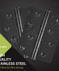6 Pack Matte Black 4 Inch Stainless Steel Door Hinges With Ball Bearing, Heavy Duty Hinge Set On Display, Water Droplets Showing Durability