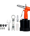 Heavy Duty Pneumatic Pop Rivet Gun And Air Riveter Tool For Fastener Assembly with aluminum body and accessories