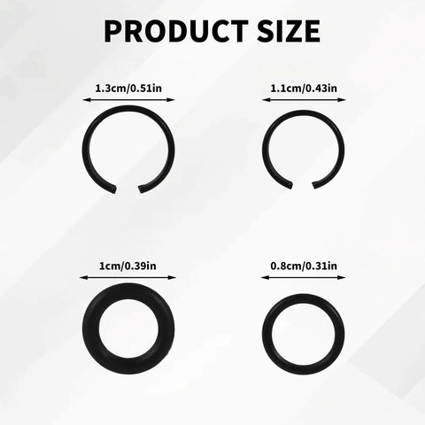 Size dimensions of 3/8 and 1/2 inch impact wrench retaining rings and O-rings from 10 Sets 3/8 Inch And 10 Sets 1/2 Inch Impact Wrench Retaining Rings With O Rings Replacement Snap Clip Kit For Electric And Pneumatic Wrenches Bushing Pins Mounts For Auto Shop And Handyman Repairs For DIYers