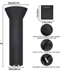 Waterproof Outdoor Patio Heater Cover With Zipper For Round Propane Heaters 88 Inch Height 33 Inch Dome 19 Inch Base Black