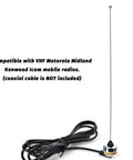 Beefy 2M VHF Mobile Antenna For Amateur Radio, 150W, 136 To 174 MHz, 18 Inch, Tuning Free Stainless Steel Mast, cable shown
