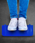 Built Tough 10 Pack Blue V Shaped Corner Protectors Heavy Duty Wide Wing Edge Guards 8X8X24 Inch HDPE standing on blue edge guard.