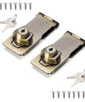 Keyed Hasp Locks With Twist Knob, Stainless Steel Safety Latch For Cabinets And Gates, 4 Inch Bronze Finish with keys and screws
