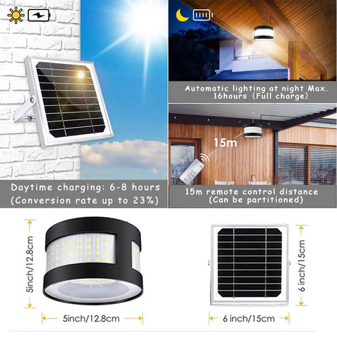Hanging Solar Light With 360 Degree Illumination And Remote For Indoor And Outdoor Use IP65 Waterproof, solar panel details