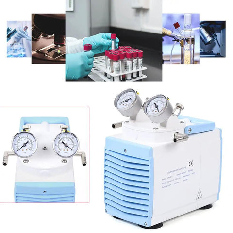 Oil Free Diaphragm Vacuum Pump 30 Liters Per Minute Oilless, Adjustable Pressure, Portable lab workhorse with dials and gauges