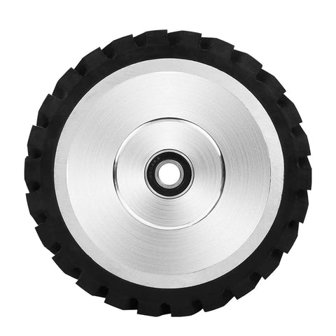 10x2 Inch Serrated Rubber Contact Wheel For Belt Grinder And Polishing Machine Rugged Pro Grade Wheel With 7R8 Bearing Durable Aluminum Oxide Grit