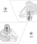 Clear Plastic Shelf Support Pegs Set Of 100 Self Locking Pins For Cabinet Shelves front and back view