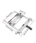 Angled front view of stainless steel machining vise wood positioning guide tool with ruler scales and adjustable clamps.