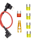 Fuel Pump Bypass Cable For Dodge Ram 1500 2500 3500 Jeep Chrysler VW 2007-2016 with 14AWG wire and 20 Amp fuse holder shown