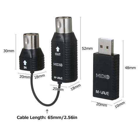 Low Latency Wireless MIDI Adapter And Interface For Keyboards Synthesizers And Controllers Mini Plug And Play Wireless System
