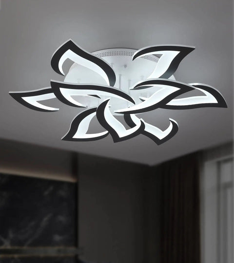 Five Petal Flower LED Flush Mount Ceiling Light With Remote Control Dimmable Acrylic Fixture Three Color Temperatures Modern Ceiling Lamp