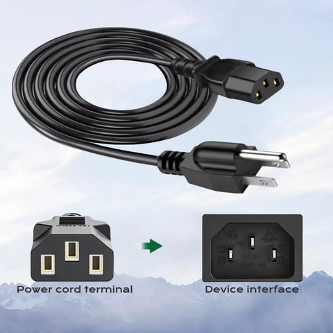 Three Prong Power Cable Replacement For ION Speaker Systems Like Pathfinder Block Rocker Block Party Live Explorer IPA Series Six Foot Cord For Guitar Amps And Portable Party Rig Setups coiled with device interface and power cord terminal