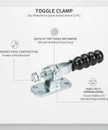 Compact 2.77 Inch Zinc Plated Toggle Clamp for woodworking and welding with black handle on white background
