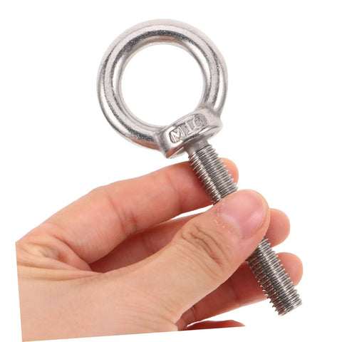 Heavy Duty Eye Bolt Kit With Nuts And Flat Washers M10x60 Stainless Steel Long Reach Design Rock Solid Anti Loosening For Wall Mounting Machinery And Sensitive Equipment Vibration Resistant And Wear Resistant stainless steel eyebolt in hand