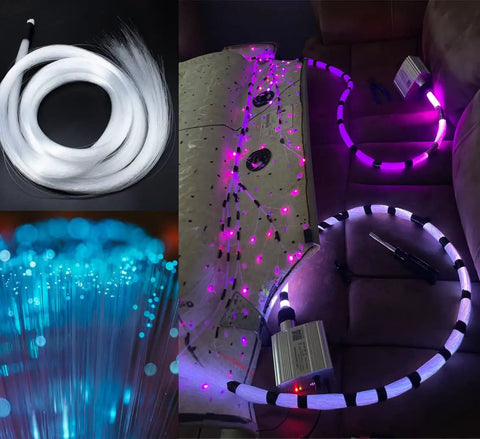 Bluetooth 10W Twinkle Fiber Optic Star Ceiling Light Kit with 550 Fibers 13.1ft Lit RGBW Light Engine for car headliner and home decor