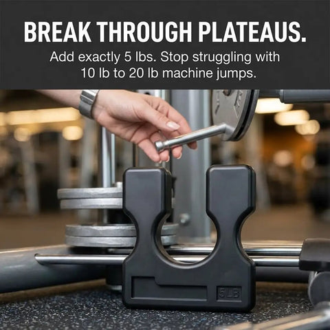 Crush Your Next Workout With This Solid 5 Lb Weight Stack Adapter Plate on gym machine for precise lifting adjustments.