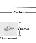 Heavy Duty Stainless Steel No Drill Furniture Straps to Securely Anchor Bookshelves and TVs Against Tipping for Toddler Safety without Damaging Walls Featuring Rock Solid Adhesive Backing Plus Quick Setup image showing 10-inch steel cable and mounting hardware details.