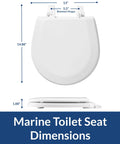 Marine Size Toilet Seat for Boats and RVs Small Compact Wood Toilet Seat in White Built To Last And Tough As Nails Dimensions