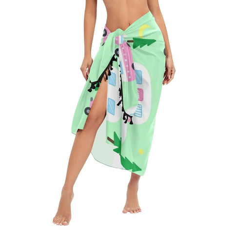 Pool Wrap Skirt Loose Fit Ultra Lightweight Polyester Beach Ready Cover Up For Summer, featuring abstract print design