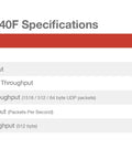 FortiGate 40F Specifications table detailing IPS, NGFW, and VPN throughput for Top Shelf Network Security Appliance With Straight Up FortiGuard Enterprise Protection And FortiCare Premium Support Delivering Next Level Threat Blocking For Rock Solid Business Networks And Smooth Daily Operations.