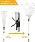 Telescoping Roof And Yard Rake For Leaves And Debris Cleanup Dual Use From Roof To Lawn Extends From 6.62 To 31 Feet Detachable Rake Head
