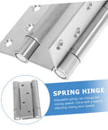 Pair of stainless steel residential door spring hinges; double-action, heavy-duty, adjustable