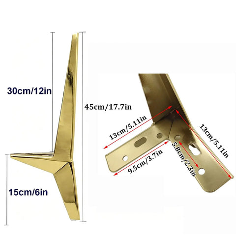 Heavy Duty Metal Sofa Legs To Level Up Your Living Space Rock Solid Couch Support For Tables And Beds Including Screws, 17.7in height, gold color.