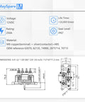 Heavy Duty 12V 250A Beefy Winch Solenoid Relay Contactor With Rocker Thumb Switch Mounting Brackets Terminal Caps And Handle Bar Control For ATV UTV 1500 Lb To 5000 Lb Capacity, technical drawing with 112x43x71.3 mm dimensions