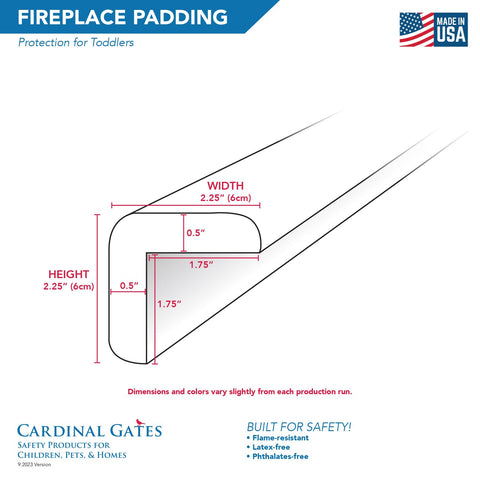 Kid Safe Large Hearth Pad Kit For Baby Proofing Your Fireplace With Adhesive Backed Bumpers 12.5 Feet Of Padding Includes 3 Straight Pieces And 2 Corner Pieces Made In The USA Brown