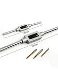 Top Pick Alloy Steel Tap And Die Set With 86 Pieces Includes T Handle Holders Gauges For Metalworking And Rethreading Tasks Perfect Metric Tool Kit For Your Home Workshop Or Industrial Garage Jobs, T-handle holders and taps