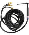 Beefy Water Cooled TIG Torch Kit 300A, 25-Foot Lead, Triflex Head, 2 Series, Pro Grade for High-Output Welds coiled on white